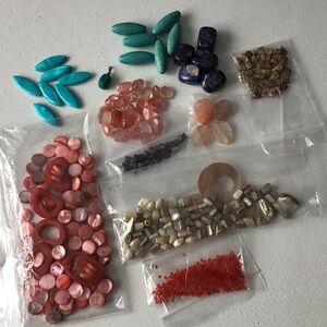 50% OFF if Bundled / Mainly Natural Stone & Dyed Shell Beads 3/5 lbs
